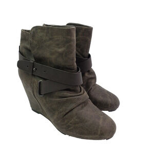 Aldo Womens Size 9 Gray Leather Fashion Hidden Wedge Zip Up Ankle Booties Shoes